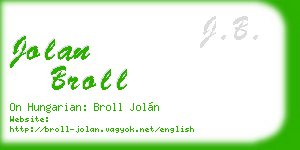 jolan broll business card
